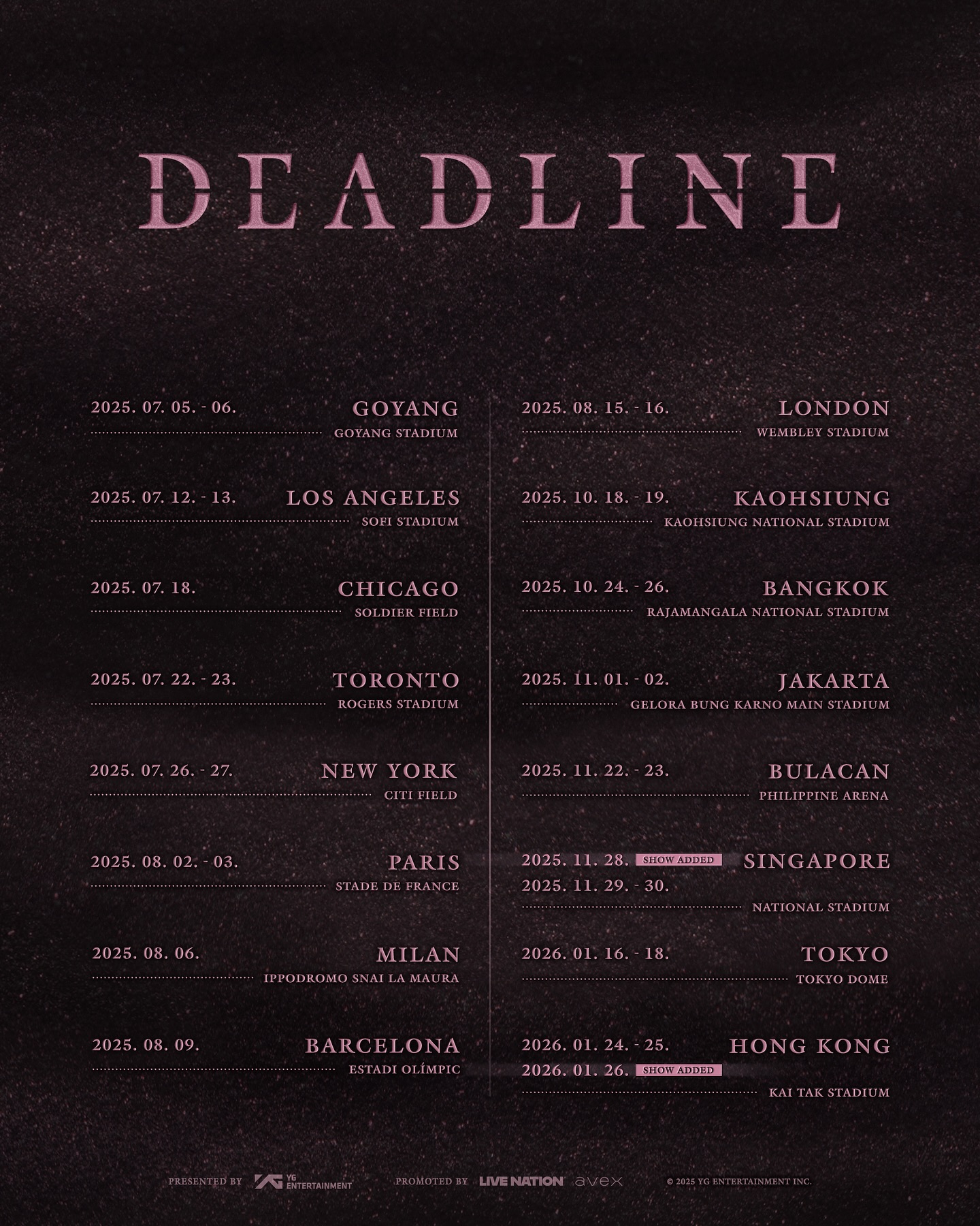 BLACKPINK DEADLINE World Tour Tour Poster 2026